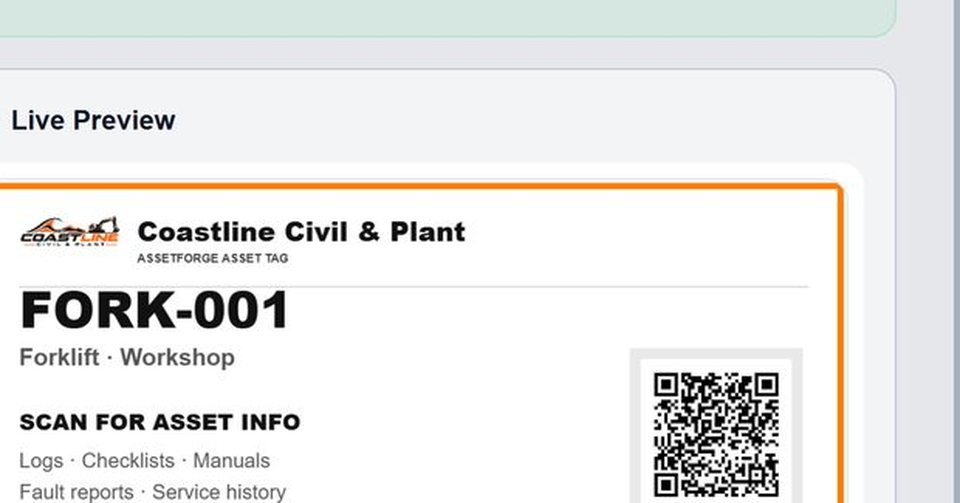 Company branding settings with live label preview
