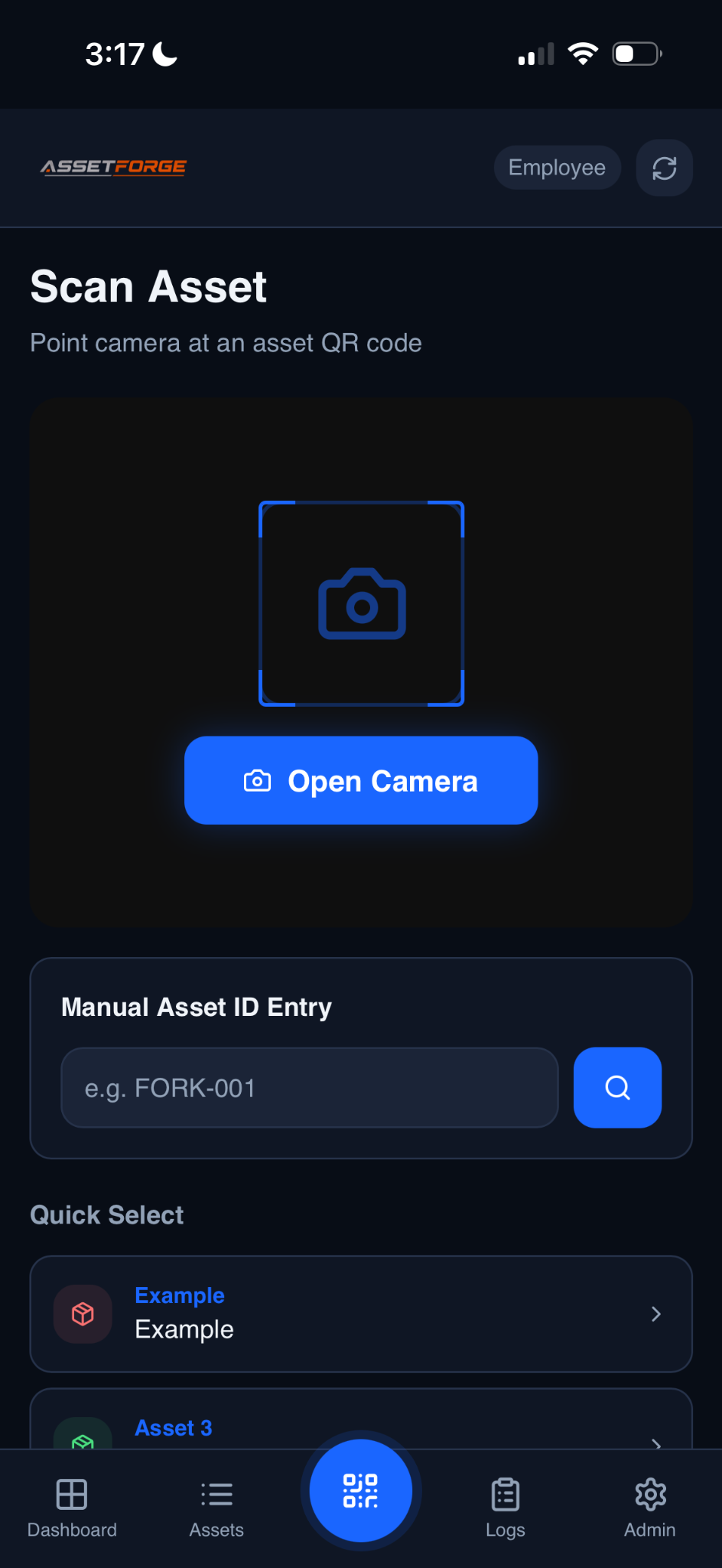 AssetForge mobile scanner